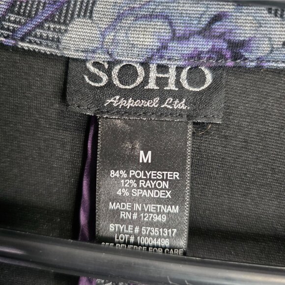 Womens Soho Apparel Gray & Purple Plaid Floral Blazer Polyester Blend Stretch M - Picture 2 of 7